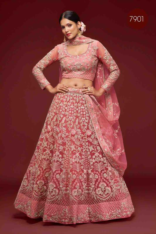 The shimmers vol 1 Soft Net pink Lehenga choli manufacturers in Mumbai